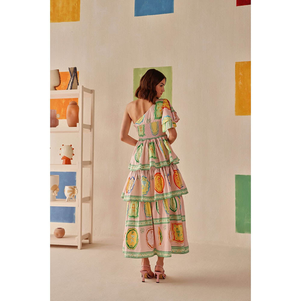 Sage By Mala Pink Printed Elani Dress