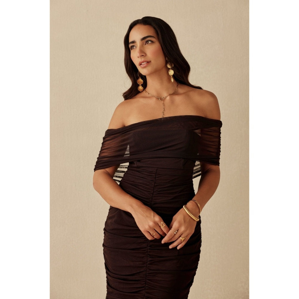 Sage By Mala Women Brown Polyester Maxi Dress