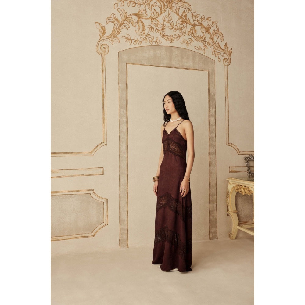 Sage By Mala Women Brown Polyester Maxi Dress