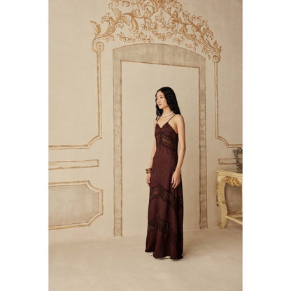 Sage By Mala Women Brown Polyester Maxi Dress