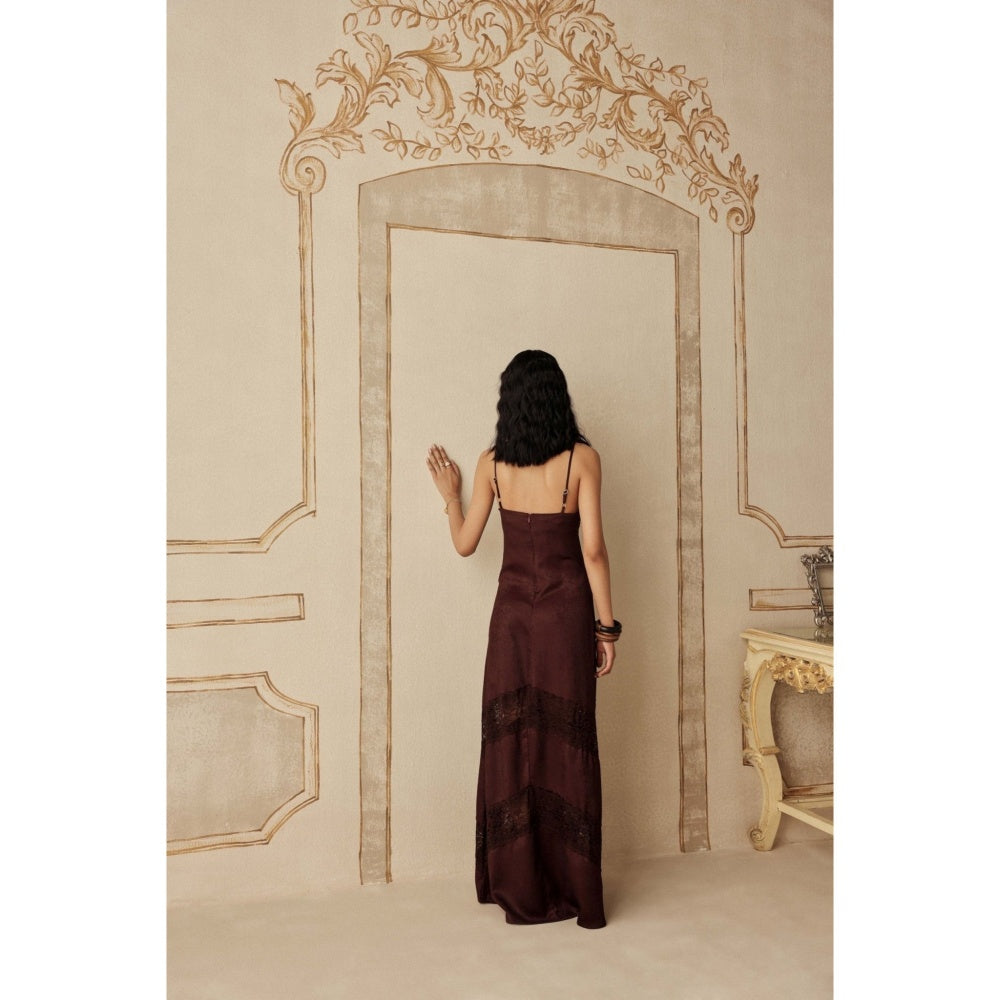 Sage By Mala Women Brown Polyester Maxi Dress