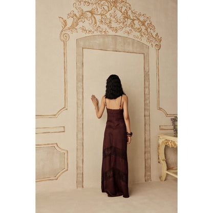 Sage By Mala Women Brown Polyester Maxi Dress