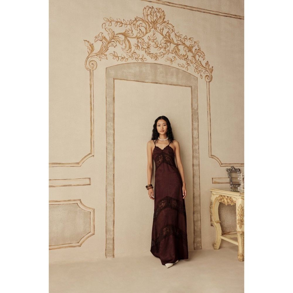 Sage By Mala Women Brown Polyester Maxi Dress