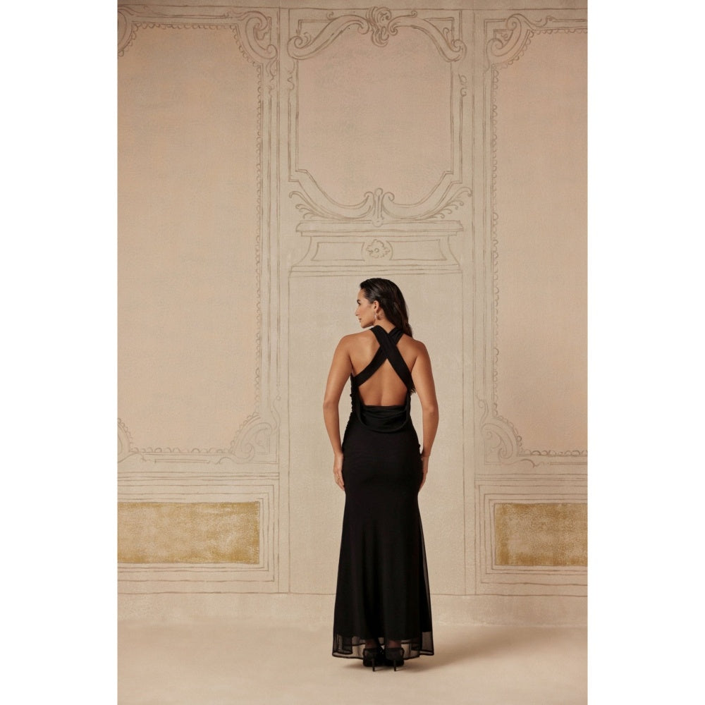 Sage By Mala Women Black Polyester Maxi Dress