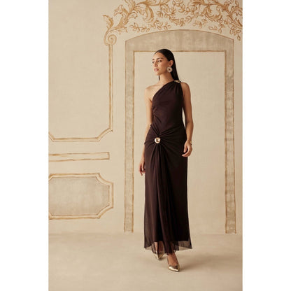 Sage By Mala Women Black Polyester Maxi Dress