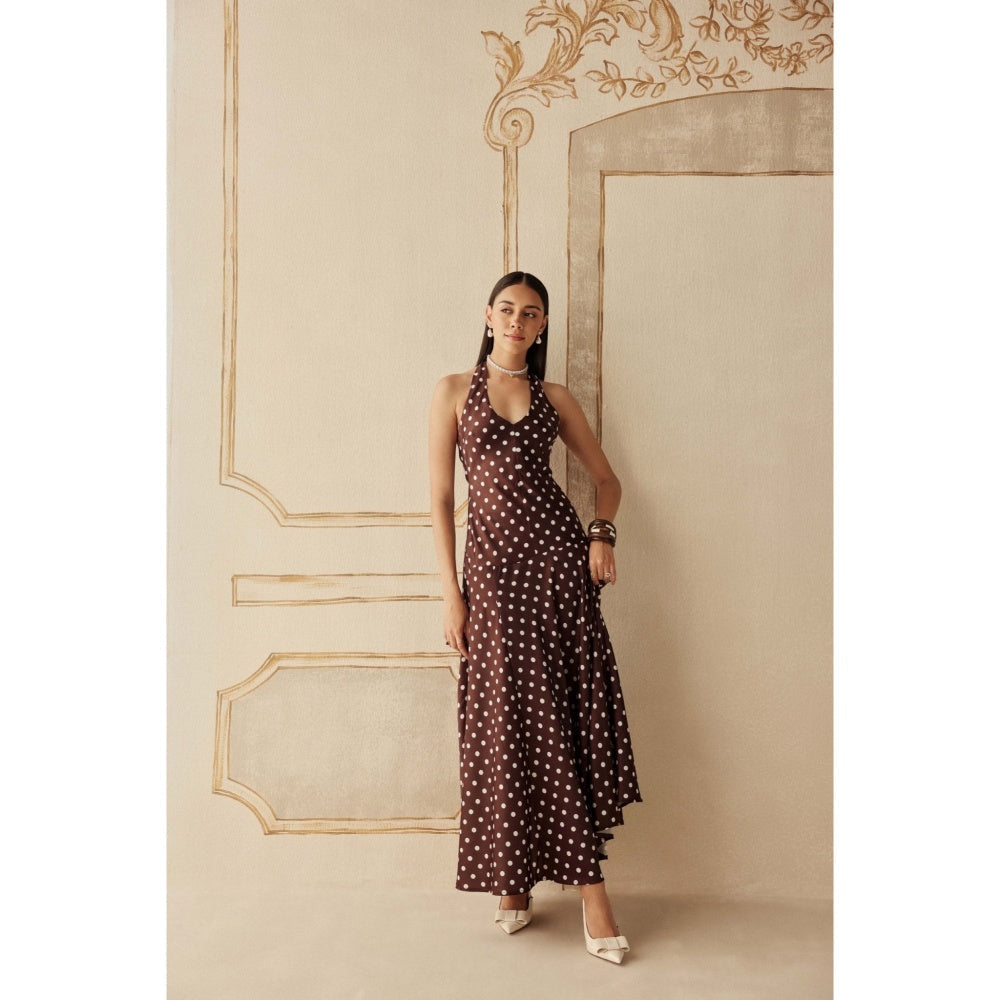 Sage By Mala Women Brown Polyester Maxi Dress