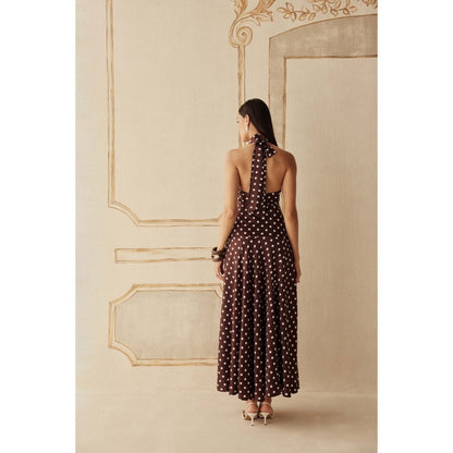 Sage By Mala Women Brown Polyester Maxi Dress