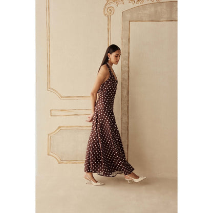 Sage By Mala Women Brown Polyester Maxi Dress