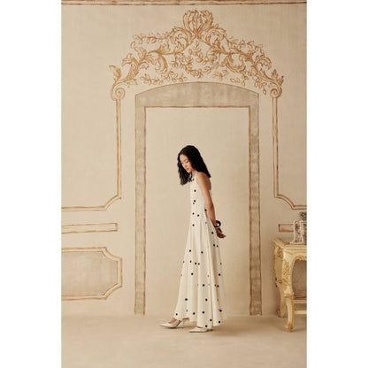 Sage By Mala Women White Cotton Midi Dress