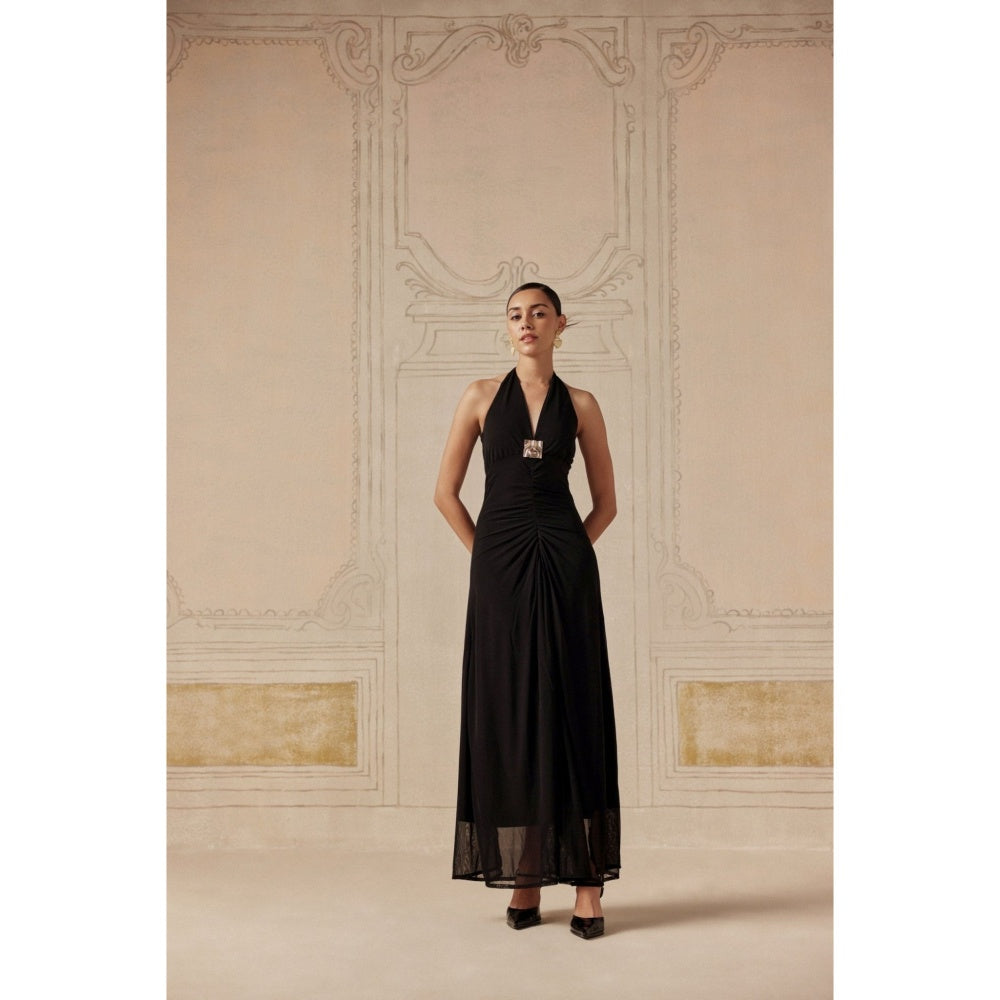 Sage By Mala Women Black Cotton Maxi Dress