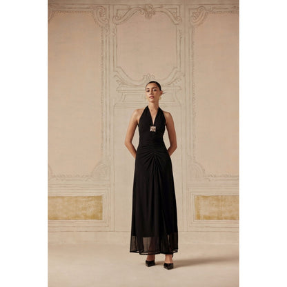 Sage By Mala Women Black Cotton Maxi Dress