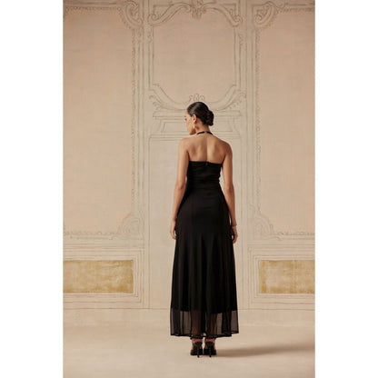 Sage By Mala Women Black Cotton Maxi Dress