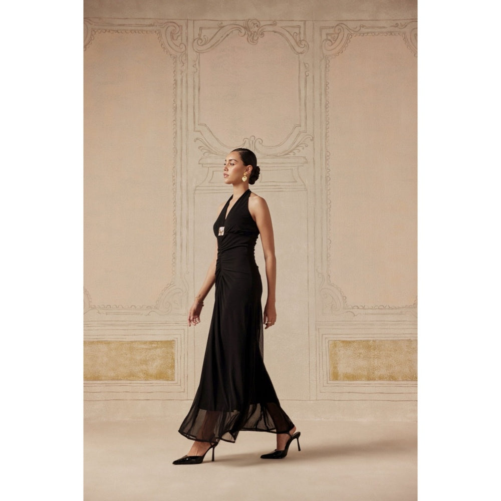 Sage By Mala Women Black Cotton Maxi Dress