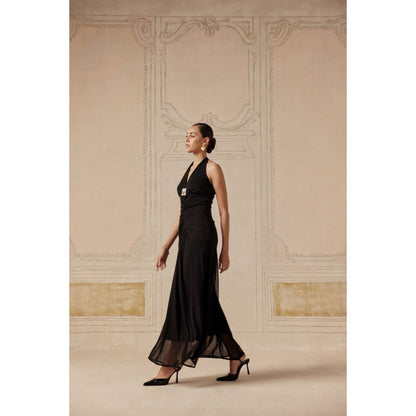Sage By Mala Women Black Cotton Maxi Dress