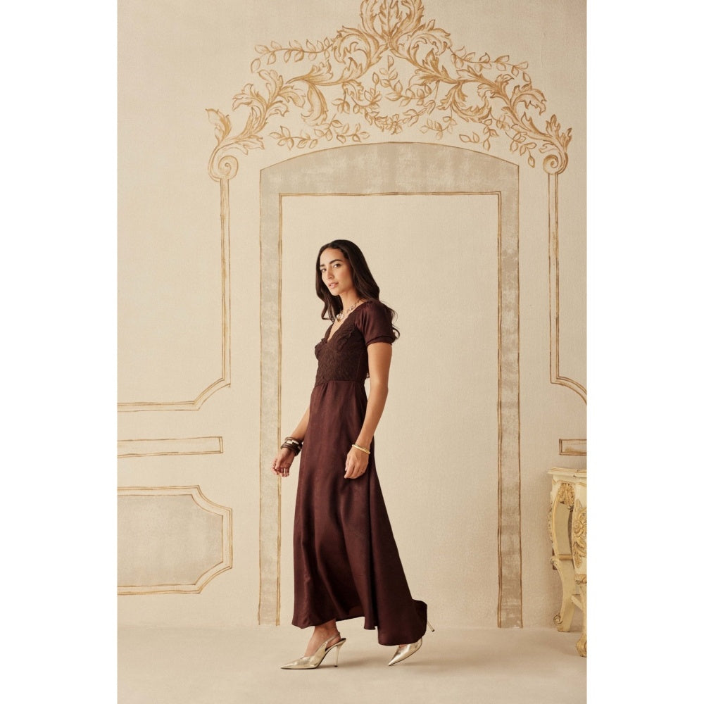 Sage By Mala Women Wine Satin Maxi Dress