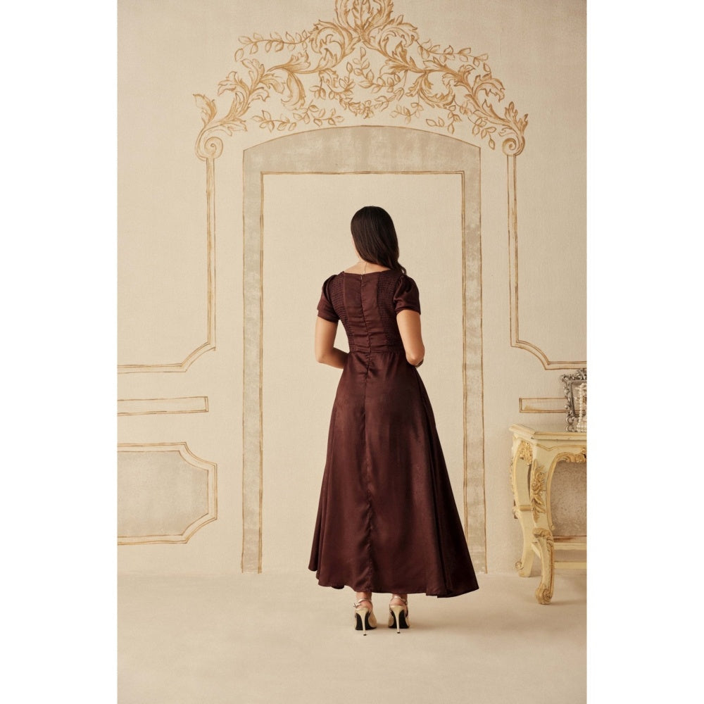 Sage By Mala Women Wine Satin Maxi Dress