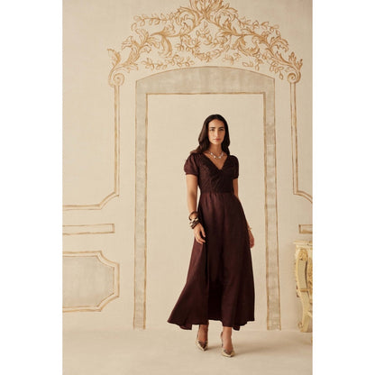 Sage By Mala Women Wine Satin Maxi Dress