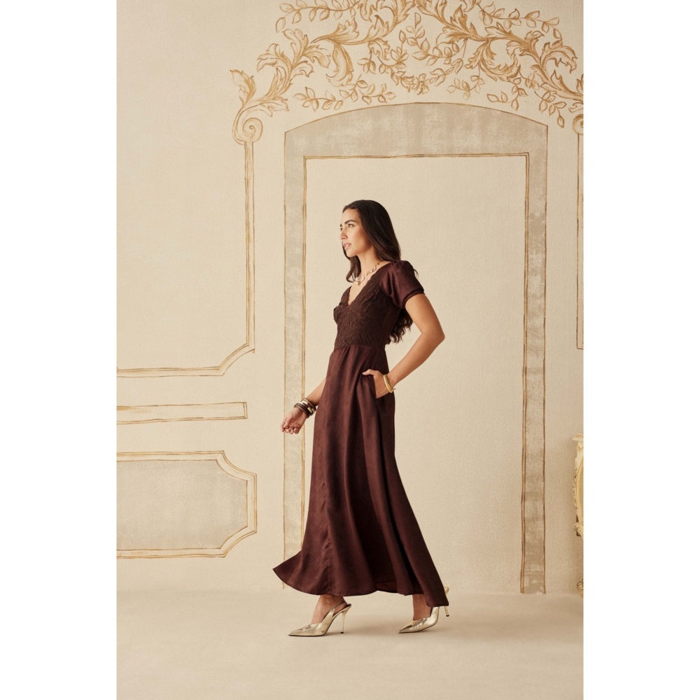 Sage By Mala Women Wine Satin Maxi Dress