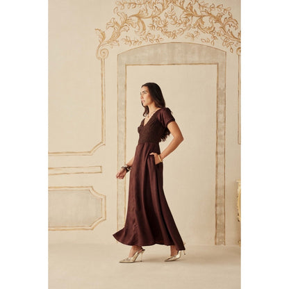 Sage By Mala Women Wine Satin Maxi Dress