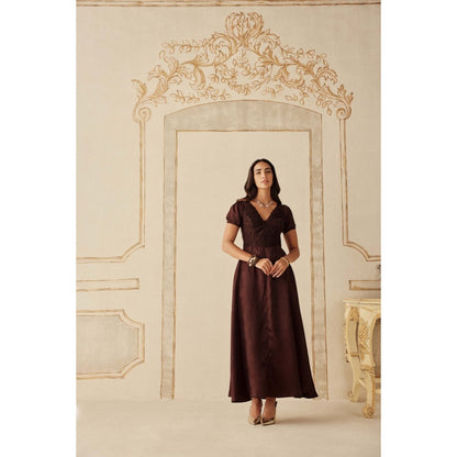 Sage By Mala Women Wine Satin Maxi Dress