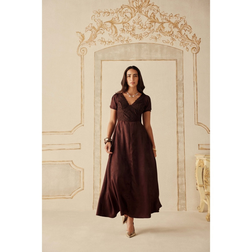 Sage By Mala Women Wine Satin Maxi Dress