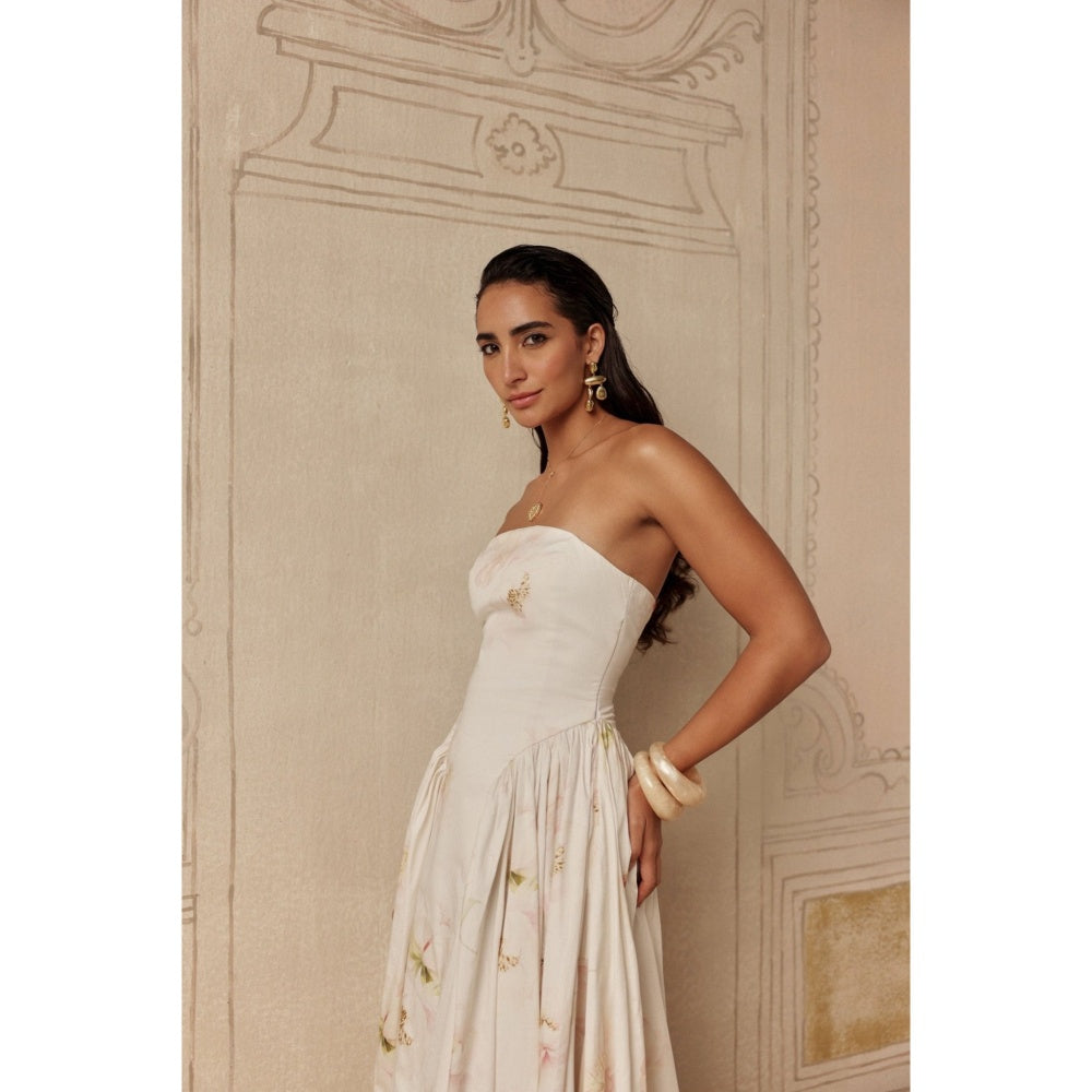 Sage By Mala Women White Cotton Midi Dress