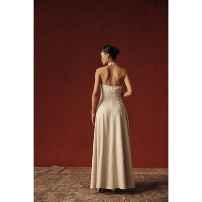 Sage By Mala Women White Cotton Maxi Dress