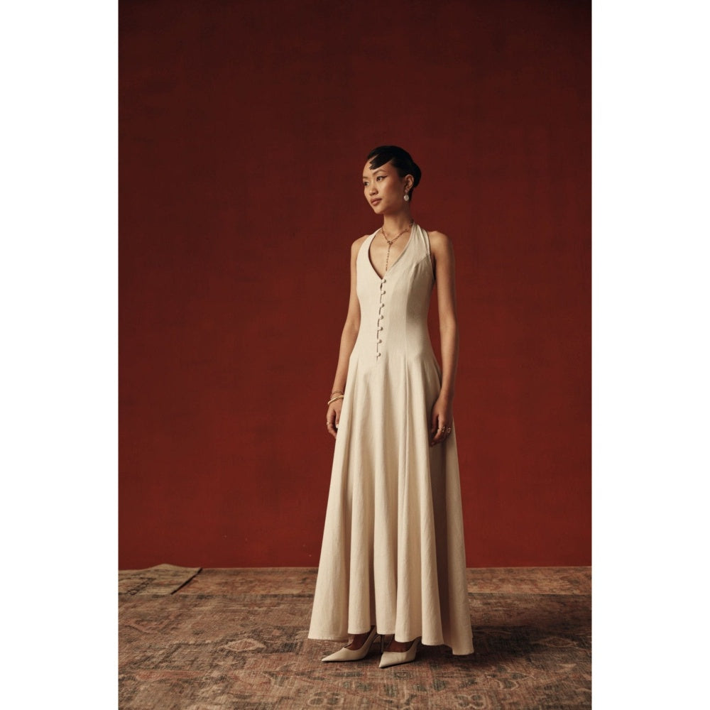 Sage By Mala Women White Cotton Maxi Dress