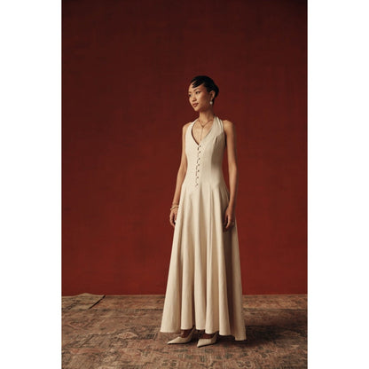 Sage By Mala Women White Cotton Maxi Dress