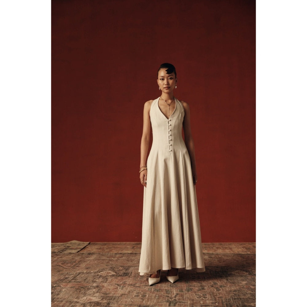 Sage By Mala Women White Cotton Maxi Dress