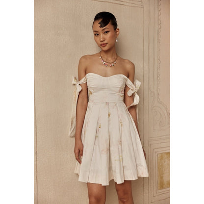 Sage By Mala Women White Cotton Mini Dress