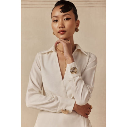 Sage By Mala Women White Satin Midi Dress