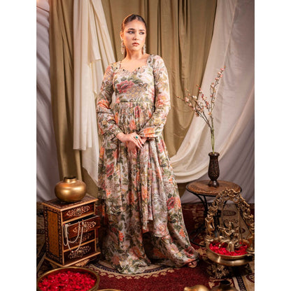 Sainy Garg Couture Ivory Saundarya Anarkali with Dupatta (Set of 2)