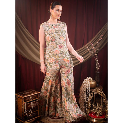 Sainy Garg Couture Beige Alina Sharara with Top (Set of 2)