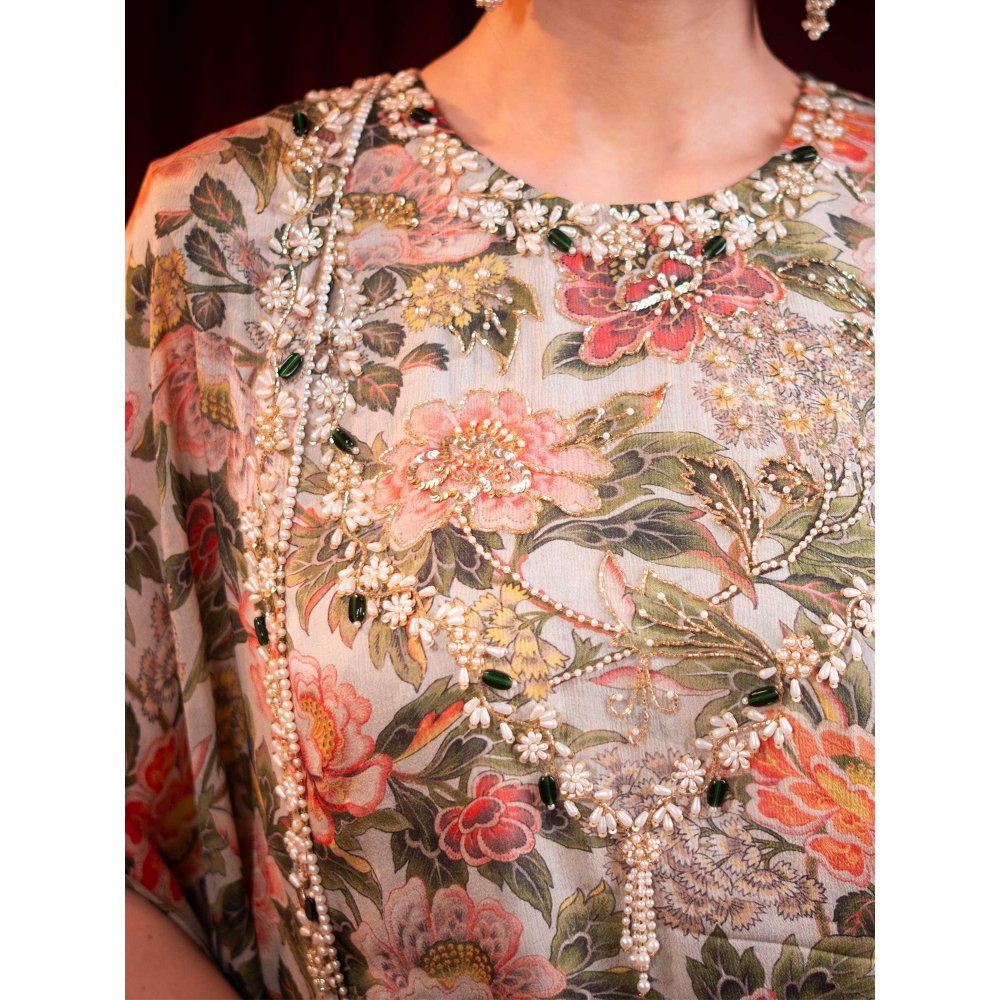 Sainy Garg Couture Beige Alina Sharara with Top (Set of 2)