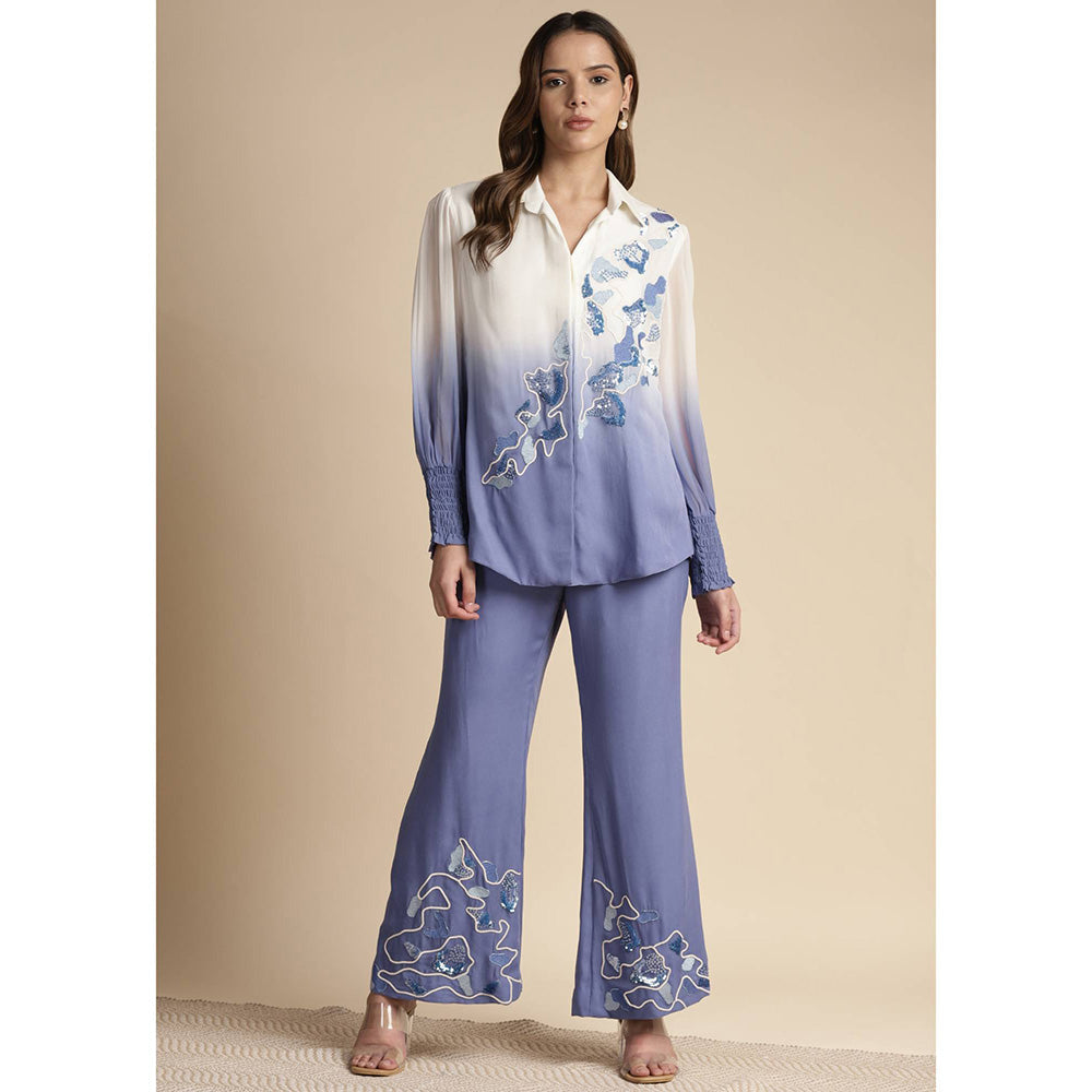 SAKSHI KHETTERPAL Very Peri Purple Ombre Embroidered Co-Ord (Set of 2)