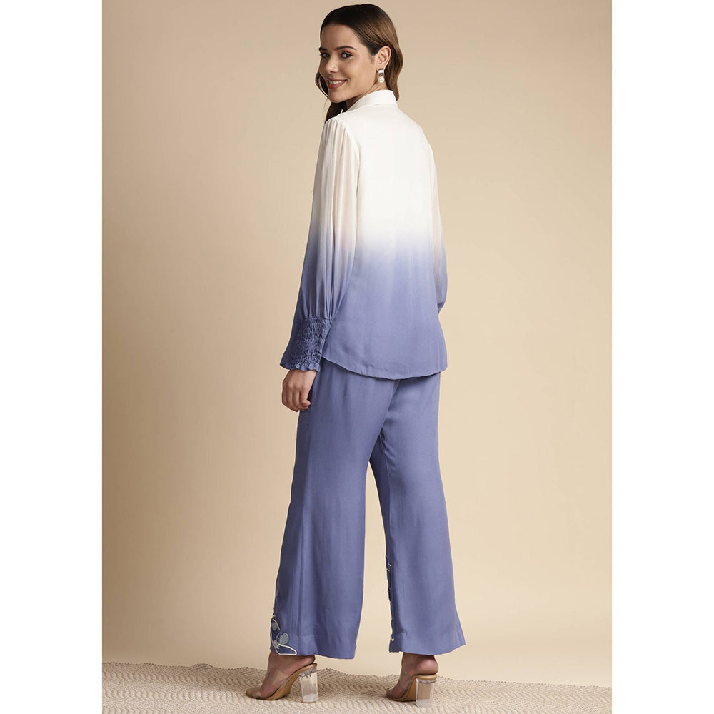 SAKSHI KHETTERPAL Very Peri Purple Ombre Embroidered Co-Ord (Set of 2)