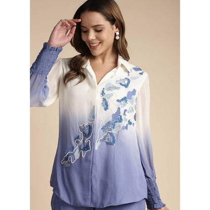 SAKSHI KHETTERPAL Very Peri Purple Ombre Embroidered Co-Ord (Set of 2)