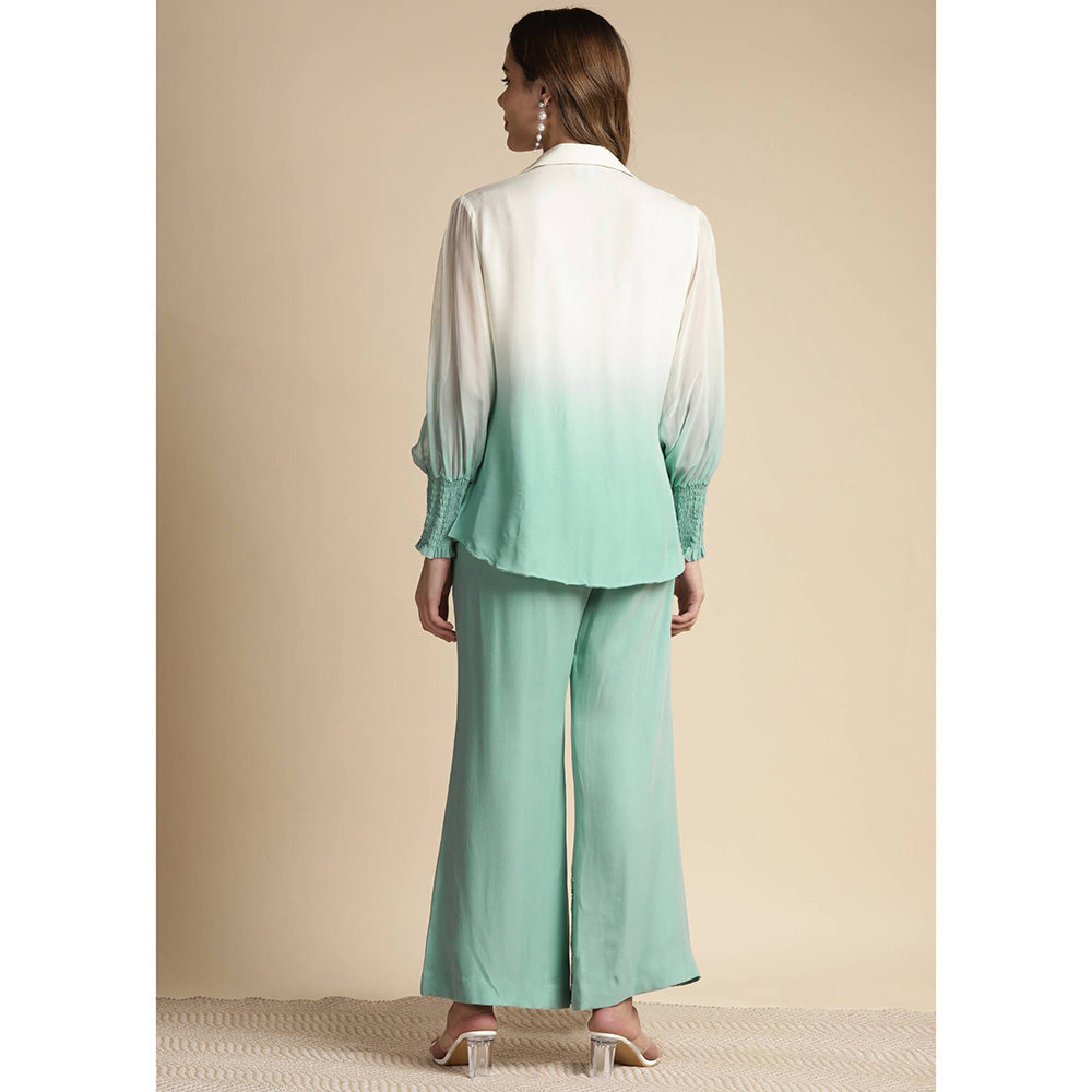 SAKSHI KHETTERPAL Mint Green Ombre Embroidered Co-Ord (Set of 2)