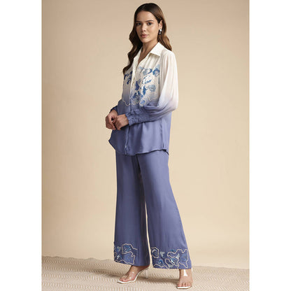 SAKSHI KHETTERPAL Very Peri Purple Ombre Embroidered Co-Ord (Set of 2)
