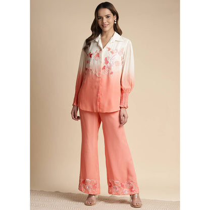 SAKSHI KHETTERPAL Peach Ombre Embroidered Co-Ord (Set of 2)