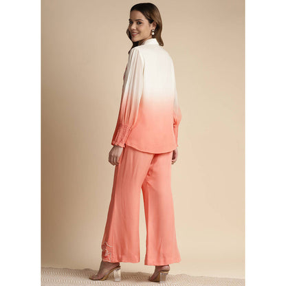 SAKSHI KHETTERPAL Peach Ombre Embroidered Co-Ord (Set of 2)