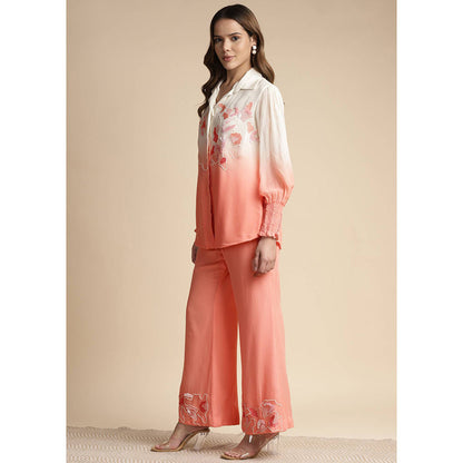 SAKSHI KHETTERPAL Peach Ombre Embroidered Co-Ord (Set of 2)