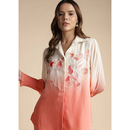SAKSHI KHETTERPAL Peach Ombre Embroidered Co-Ord (Set of 2)