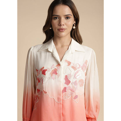 SAKSHI KHETTERPAL Peach Ombre Embroidered Co-Ord (Set of 2)