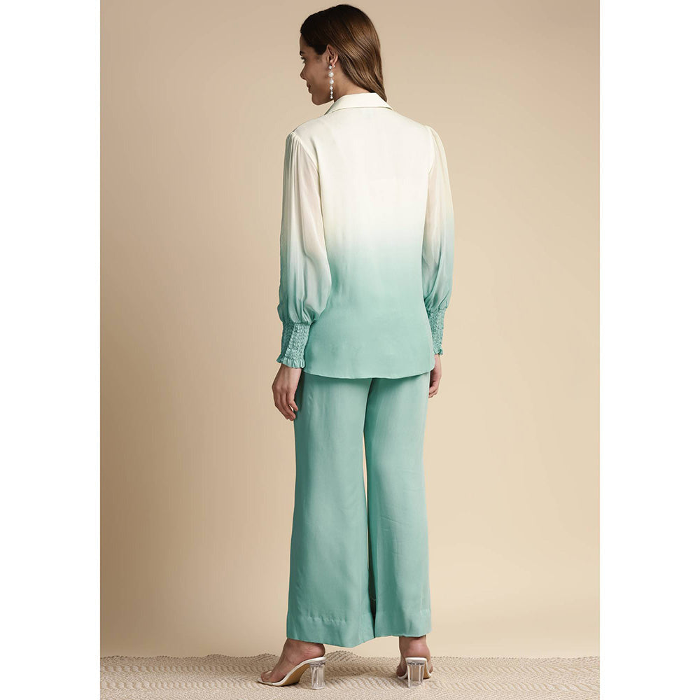 SAKSHI KHETTERPAL Mint Green Ombre Embroidered Co-Ord (Set of 2)