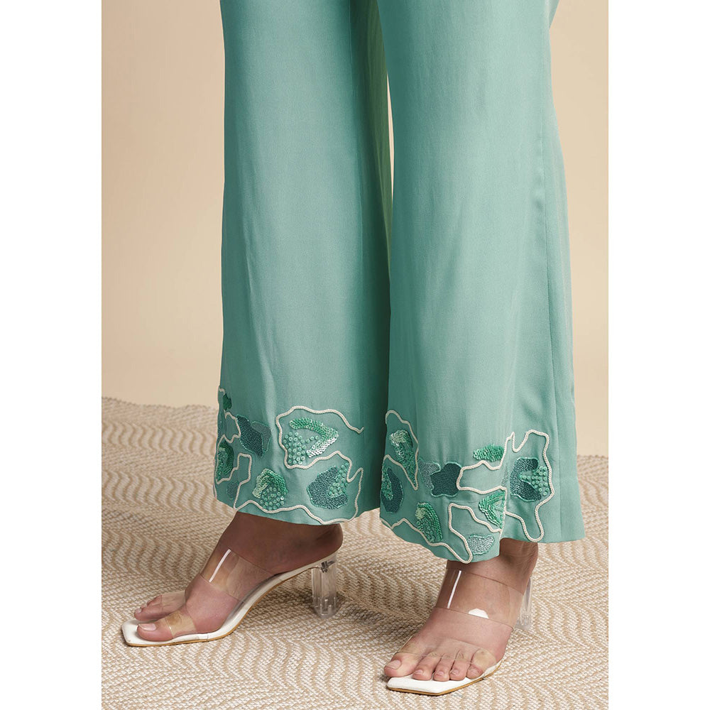 SAKSHI KHETTERPAL Mint Green Ombre Embroidered Co-Ord (Set of 2)
