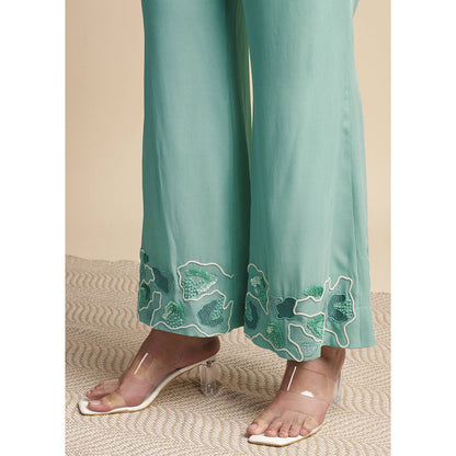 SAKSHI KHETTERPAL Mint Green Ombre Embroidered Co-Ord (Set of 2)