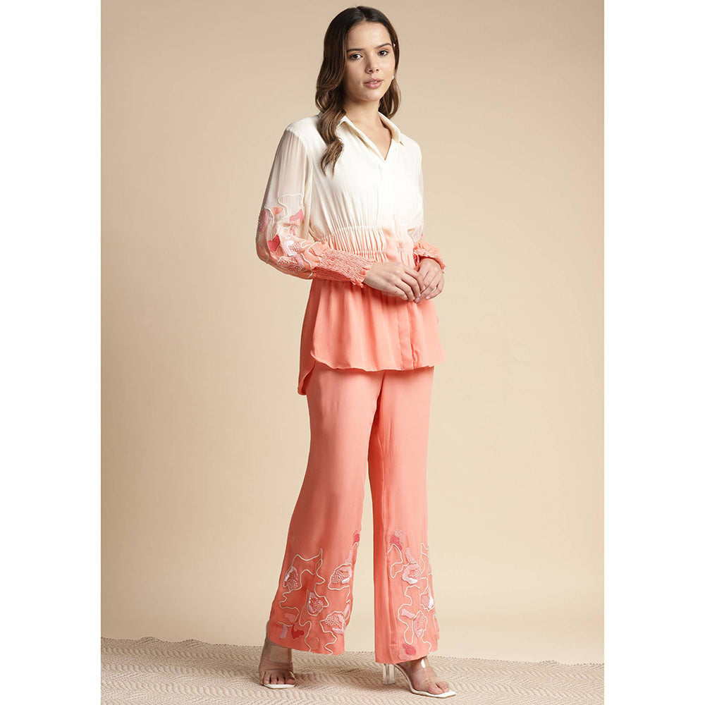 SAKSHI KHETTERPAL Peach Ombre Elasticated Co-Ord (Set of 2)