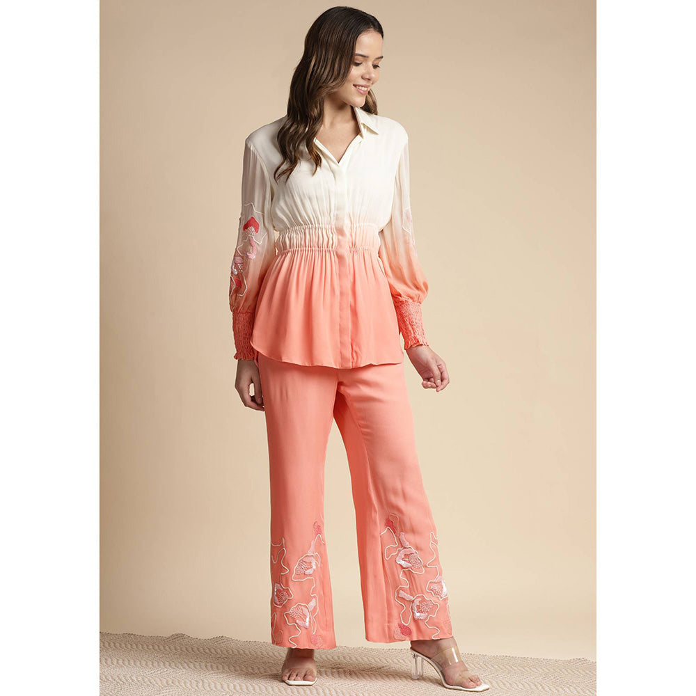 SAKSHI KHETTERPAL Peach Ombre Elasticated Co-Ord (Set of 2)